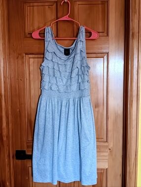 Anthropologie Silver Ruffle Tank Dress